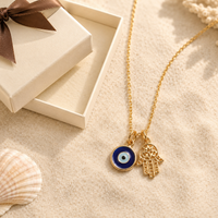 Evil Eye & Hamsa Protection Duo Necklace