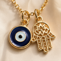 Evil Eye & Hamsa Protection Duo Necklace